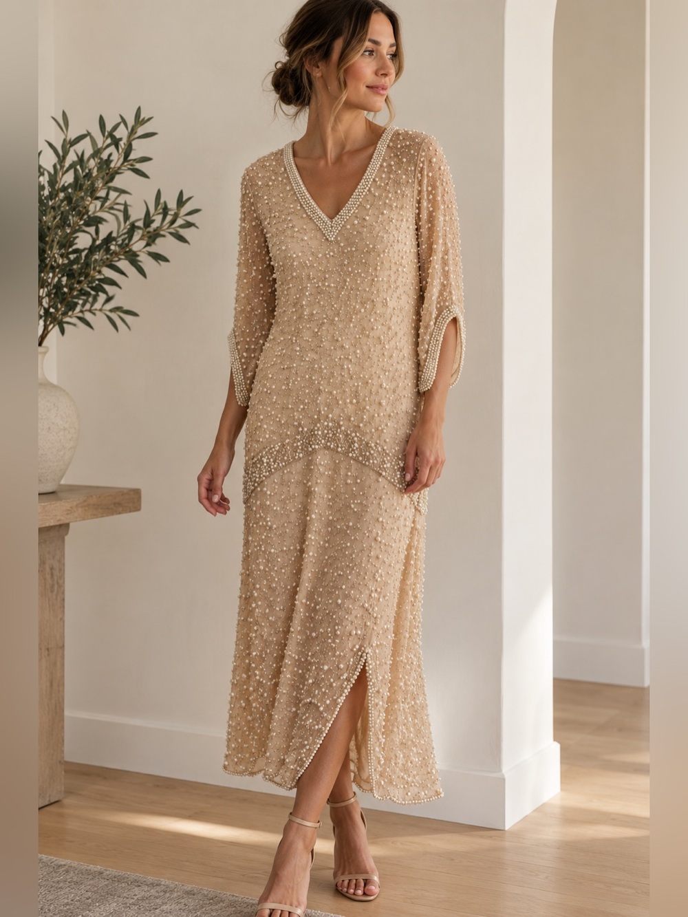 Judith Ann Creations 100% Silk Beaded Vintage Dress